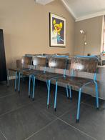 Set van 4 Gispen TH Delft stoelen - unieke kleur, Blauw, Metaal, Vier, Gebruikt