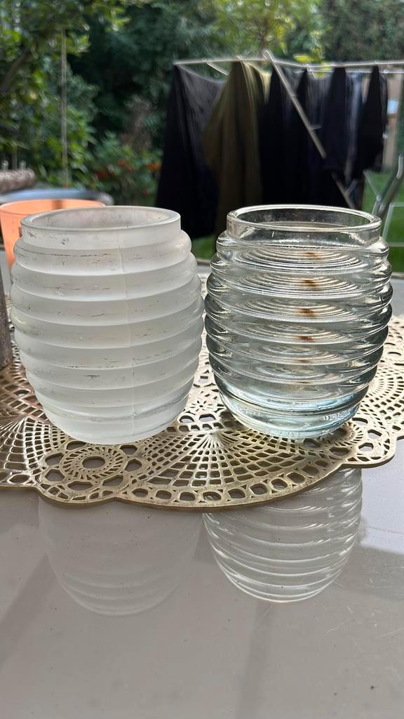 2 Q-Lights windlichten, Huis en Inrichting, Woonaccessoires | Kandelaars en Kaarsen, Gebruikt, Kandelaar, Minder dan 25 cm, Overige materialen