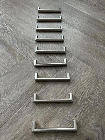 9 x meubelgreep roestvrij geborsteld staal (128mm) beschikbaar voor biedingen