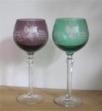Twee kristallen wijnglazen, Antiek en Kunst, Antiek | Glas en Kristal, Ophalen of Verzenden