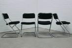 set x4 chromen buisstoelen zwarte rib, Huis en Inrichting, Ophalen, Zwart, Metaal, Nvt