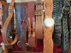 Vintage leren lederen riem riemen bruin zwart, Echt leder, Tailleriem, Ophalen of Verzenden, Zo goed als nieuw