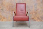 ZGANieuw rode leren Harvink de Club design fauteuil, Metaal, Design, 75 tot 100 cm, Zo goed als nieuw