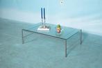 Minimalist glazen salontafel 80s midmod coffee table glass, Ophalen of Verzenden