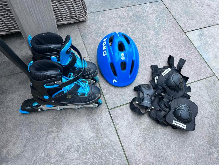 Skeelerset kind (34-37) + bescherming, Sport en Fitness, Skeelers, Zo goed als nieuw, Inline skates 4 wielen, Overige merken, Kinderen