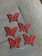 b18 – 5 rode vlinders 12 cm, Ophalen of Verzenden, Gebruikt