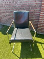 6 stoelen zwart leer/rvs zeer goede staat, Ophalen of Verzenden, Zo goed als nieuw, Zwart, Leer