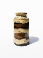 West Germany vaas Bruin Beige gestreept, Vintage, Gebruikt, Overige kleuren, Verzenden, Aardewerk of Porselein