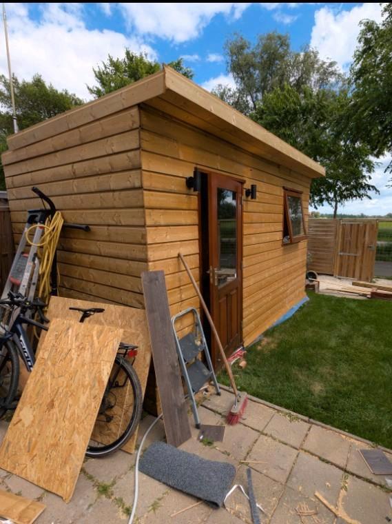 Geïsoleerd Tuinkantoor met Elektra 416*250 hoogte 260, Tuin en Terras, Tuinhuizen, Zo goed als nieuw, Overige typen, Hout, Ophalen