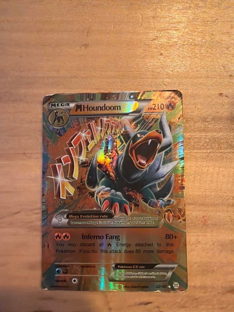 Houndoom MEGA - Beschadigde Pokémonkaart, Ophalen of Verzenden, Gebruikt, Losse kaart