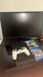 PS4 met controller, games en monitor!, Spelcomputers en Games, Spelcomputers | Sony PlayStation 4, Ophalen, Zo goed als nieuw
