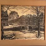 Antieke Brandenburg ets Amsterdam: Leidsegracht, Antiek en Kunst, Ophalen of Verzenden