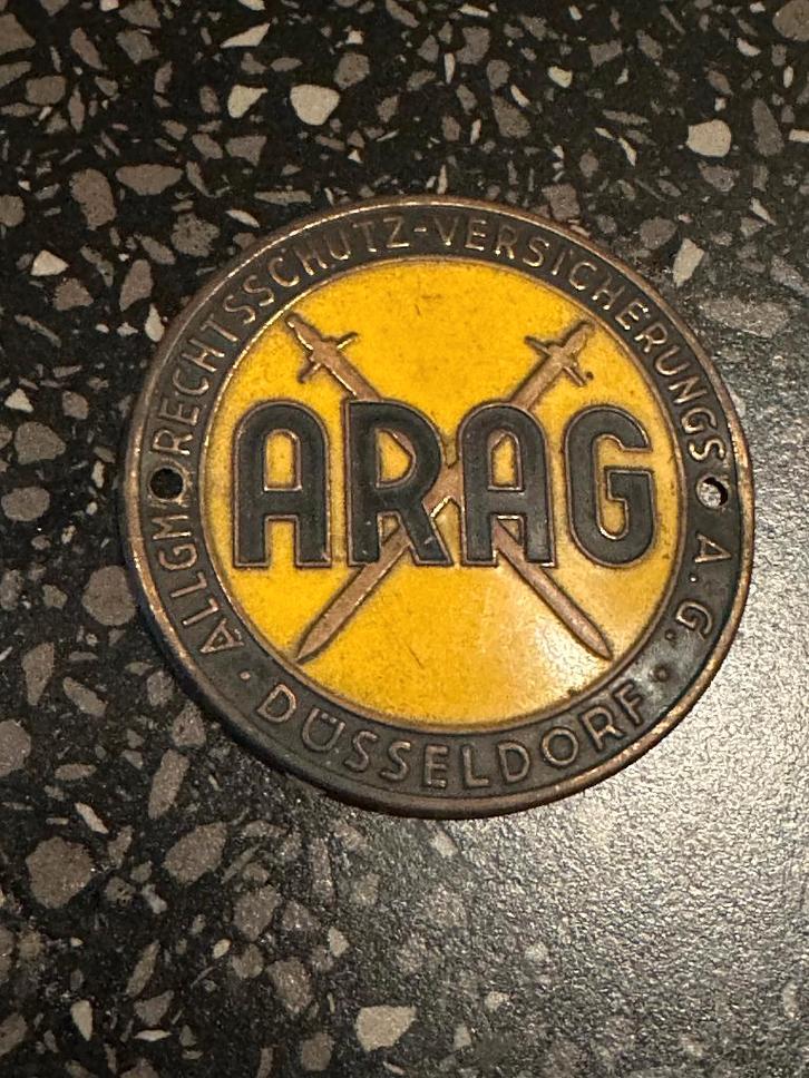 Mooi ARAG embleem Plaquette badge oldtimer., Verzamelen, Merken en Reclamevoorwerpen, Gebruikt, Reclamebord, Ophalen of Verzenden