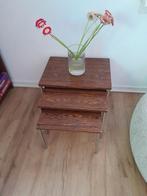 Vintage retro salontafel bijzettafels set, Ophalen, Gebruikt, Rechthoekig, Hout