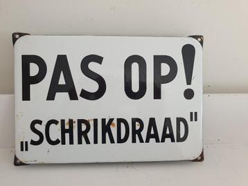emaille bord "Pas Op Schrikdraad beschikbaar voor biedingen