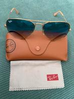 Ray-Ban Aviator zonnebril goudkleuring blauwe spiegelglazen, Zonnebril, Overige kleuren, Ophalen of Verzenden, Zo goed als nieuw