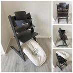 ZGAN! Stokke Tripp Trapp zwart/black oak+babyset, newbornset, Stoelverkleiner, Ophalen of Verzenden, Zo goed als nieuw, Stokke Tripp Trapp