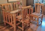 Bamboe eettafel inclusief 4 stoelen! 150x90x77 cm, Huis en Inrichting, Tafels | Eettafels, Ophalen, Gebruikt, 100 tot 150 cm, 50 tot 100 cm