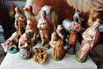 Antiek kerststal zware beelden groep 12 delig compleet, Antiek en Kunst, Ophalen of Verzenden