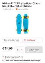 Nijdam 22.5'' Flipgrip Retro Skateboard Blue, Ophalen of Verzenden, Zo goed als nieuw, Skateboard
