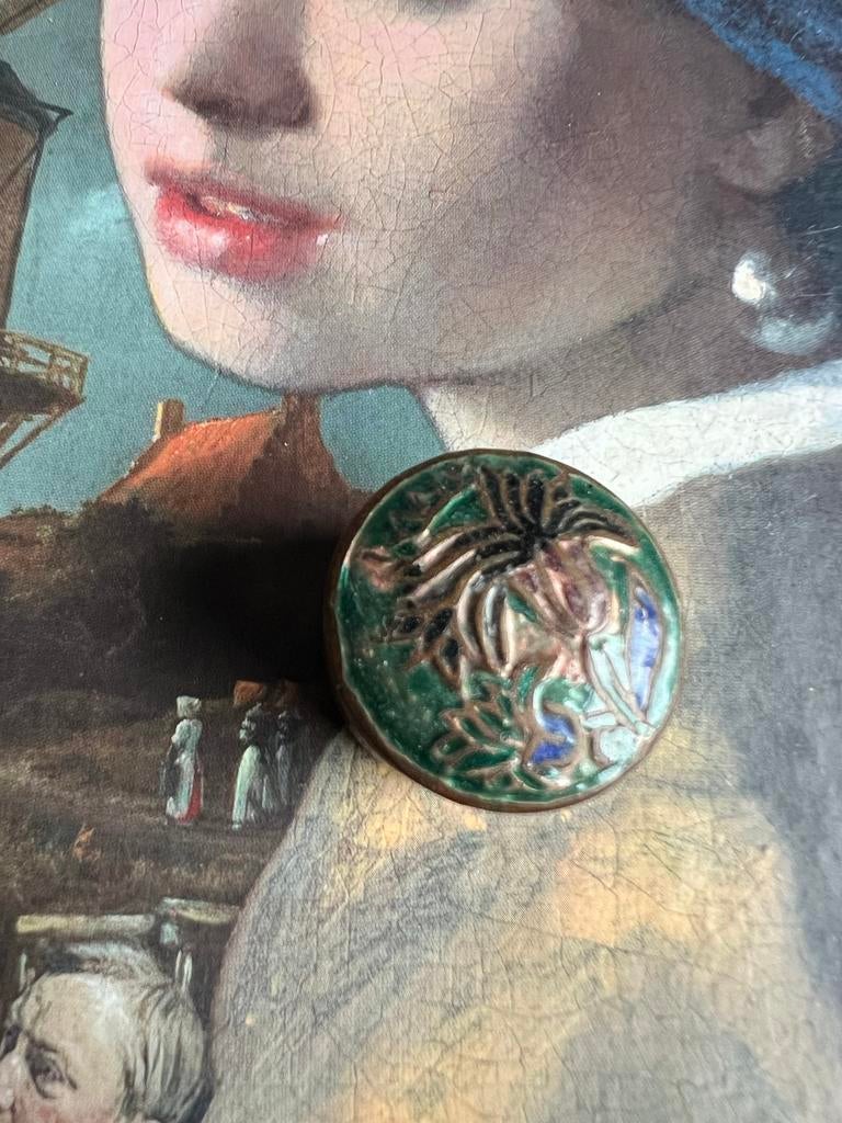 Vintage Cloisonne Emaille Knop, Ophalen of Verzenden