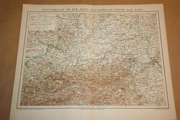 Antieke kaart - Opper- en Neder-Oostenrijk - Ca 1885 !!