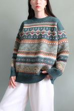Vintage Fair Isle stijl trui 90s kleurrijk M, Maat 38/40 (M), Blauw, Ophalen of Verzenden, Zo goed als nieuw