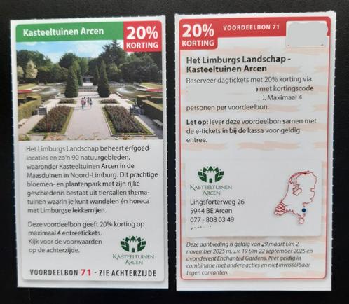 Kasteeltuinen Arcen 20% korting, Tickets en Kaartjes, Kortingen en Cadeaubonnen