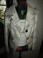 E1985 Vera Mont mt 38 jasje tweed roomwit zwart zilver, Maat 38/40 (M), Verzenden, Wit, Zo goed als nieuw