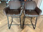 2 barstoelen kunstleer bruin gratis afhalen, Huis en Inrichting, Barkrukken, 2 krukken, Ophalen, Gebruikt, 60 tot 90 cm