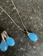 Set ti sento oorbellen en ketting blauwe steen, Verzenden, Zo goed als nieuw, Blauw, Zilver