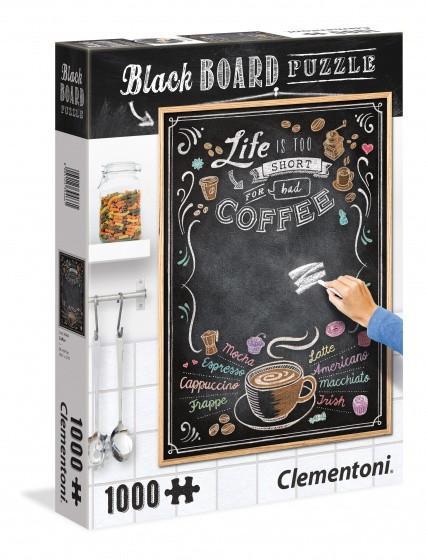 Clementoni: Krijtbord Puzzel: Koffie 1000 stukjes, Hobby en Vrije tijd, Denksport en Puzzels, Nieuw, Legpuzzel, 500 t/m 1500 stukjes