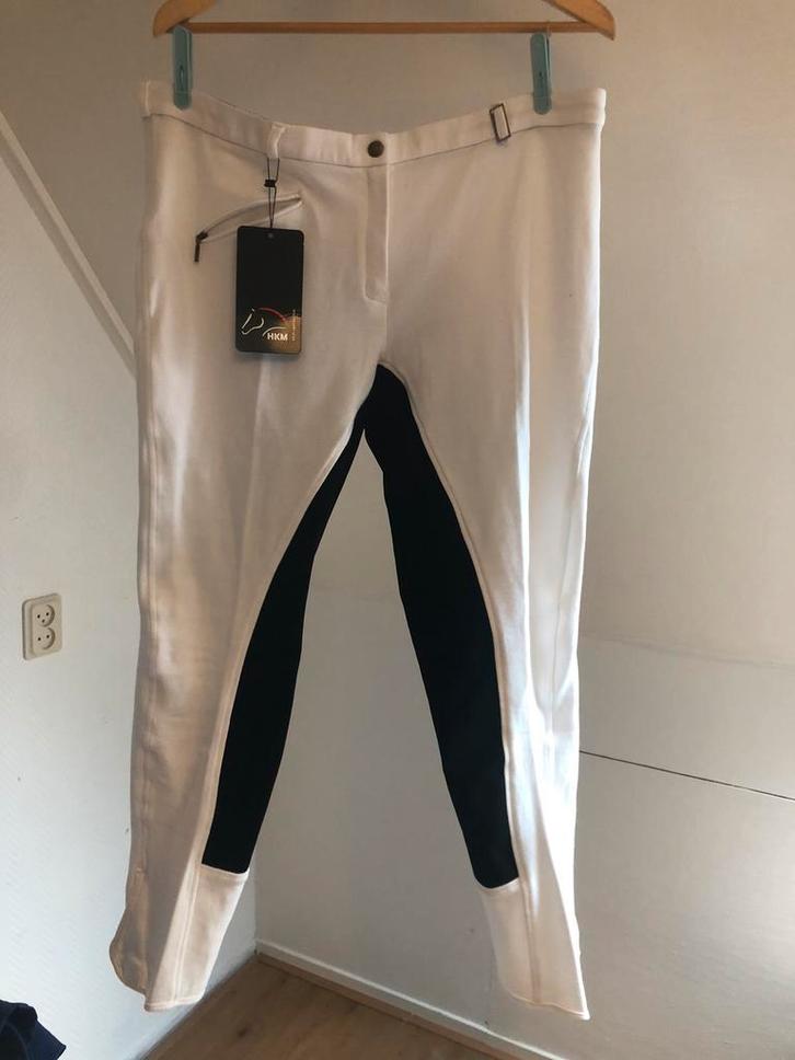 Witte Rijbroek met Zwart Kunstleren Zitvlak Mt 50 XXXL Nieuw, Dieren en Toebehoren, Paardrijkleding, Nieuw, Dames, Onderkleding
