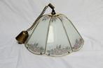 Vintage Glazen Hanglamp met Bloemenpatroon, Huis en Inrichting, Ophalen, Vintage, Zo goed als nieuw, Glas