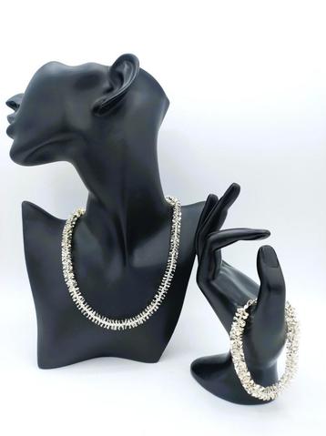 Zilveren design set, ketting/armband, 925 beschikbaar voor biedingen