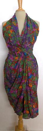 Mooie fleurige halter print dress van Adolfo Dominguez! 38, Groen, Maat 38/40 (M), Onder de knie, Zo goed als nieuw