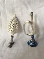 Antieke kerstbal dennenboom knijper trompet, Gebruikt, Onbekend, Ophalen of Verzenden, Onbekend