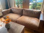 Bank & Hocker cognac/geruwd leer, Ophalen of Verzenden, Leer, Stoer