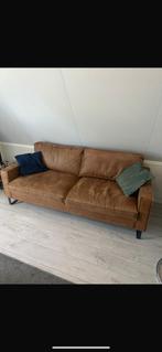 Cognac lederen bank 3 zits, Driepersoons, 75 tot 100 cm, Ophalen of Verzenden, Zo goed als nieuw