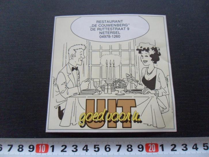 sticker Netersel Restaurant DE COUWENBERG De Ruttestraat 9, Verzamelen, Stickers, Zo goed als nieuw, Bedrijf of Vereniging, Ophalen