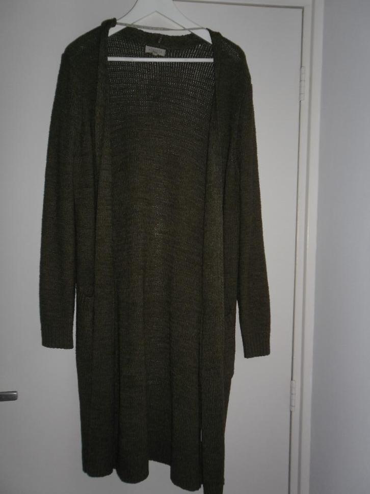 ZUSSS Donkergroen Lang Vest Met Zakken Maat L/XL, Kleding | Dames, Truien en Vesten, Zo goed als nieuw, Maat 46/48 (XL) of groter