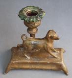 19 de eeuw Sobere Landelijke Kandelaar Hond Beeld Sculptuur, Ophalen of Verzenden, Overige materialen