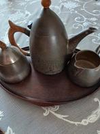 Verzilverd theeservies op houten blad, Antiek en Kunst, Antiek | Goud en Zilver, Ophalen of Verzenden, Zilver