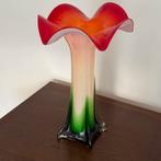 Murano style tulip Red Green White glass art vaas, Antiek en Kunst, Antiek | Vazen, Ophalen of Verzenden
