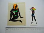 sticker oud BIKINI strip art pop pinup jaren 70 pin up retro, Ophalen of Verzenden, Zo goed als nieuw, Bedrijf of Vereniging