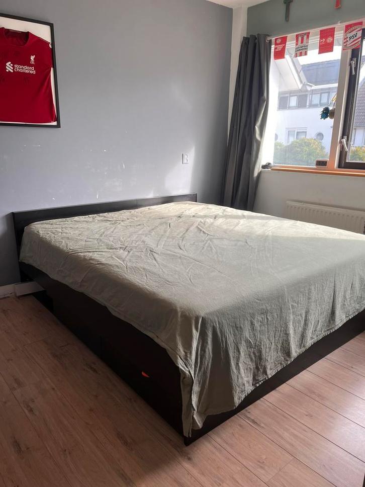 IKEA Malm bed 180x200 zwart, Huis en Inrichting, Slaapkamer | Bedden, Gebruikt, Tweepersoons, 180 cm, 200 cm, Hout, Zwart, Ophalen of Verzenden
