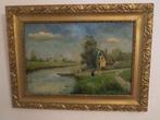 Olieverf schilderij, klassiek waterlandschap met mooie lijst, Antiek en Kunst, Kunst | Schilderijen | Klassiek, Ophalen of Verzenden