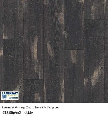 Vintage sloophout Laminaat zwart 8mm €13,95m2 inc.btw beschikbaar voor biedingen