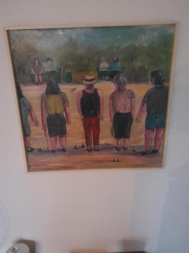 Schilderij: Jeu de boules spelers, Antiek en Kunst, Kunst | Schilderijen | Klassiek, Ophalen of Verzenden