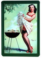 Pin Up Barbeque Sexy Dame Metalen Bord Plaat Retro Vintage, Verzenden, Nieuw